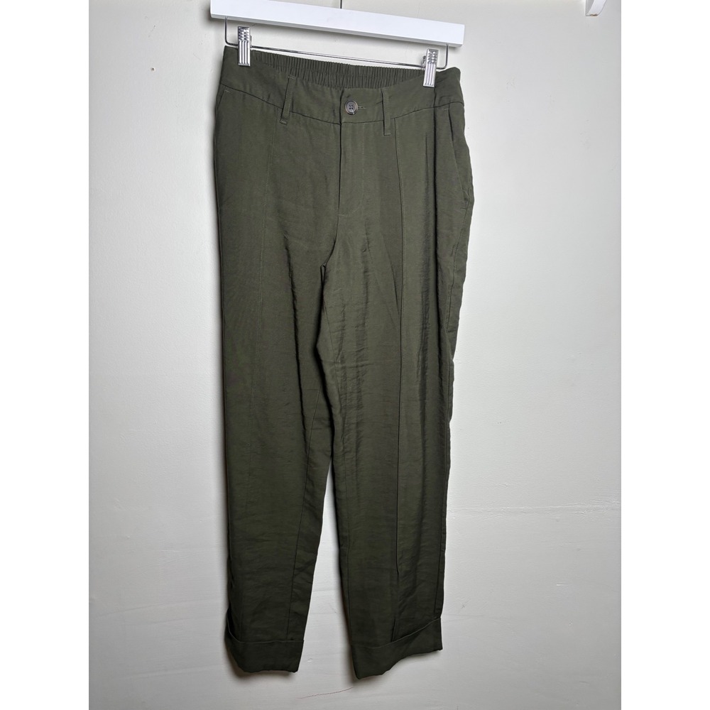 A New Day Olive Green Tapered Ankle Pants Cuffed High Rise Women's 2